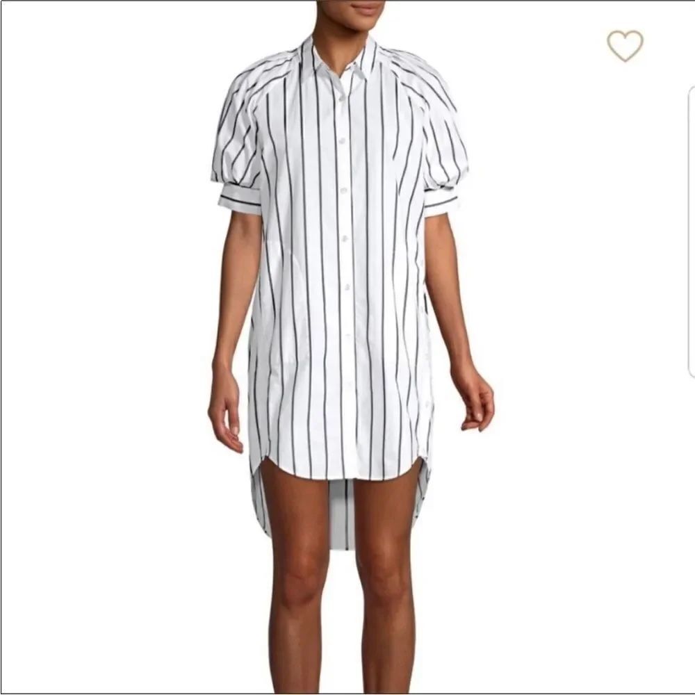Joie Shirt Dress Womens  Size XS White/ Navy Striped Button Up Cotton Pockets